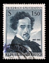 Stamp printed by Austria, shows self portrait of Friedrich Gauermann