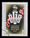 Stamp printed in the Austria shows Trade Union Emblem