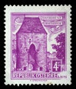Stamp printed in the Austria shows Vienna Gate, Hainburg