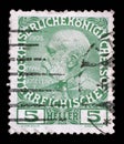 Stamp printed in Austria from the 60th anniversary of the reign of Emperor Franz Josef I