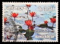 Stamp printed in Bangladesh shows water lilies