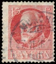 Stamp printed in Bavaria shows King Ludwig III Royalty Free Stock Photo