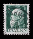 Stamp printed in Bavaria shows portrait of Prince Regent Luitpold