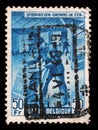 Stamp printed in Belgium shows Box-shipper Royalty Free Stock Photo