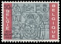 Stamp printed in Belgium shows coat of arms Royalty Free Stock Photo