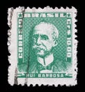 Stamp printed in Brazil, shows portrait of Ruy Barbosa