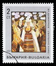 BULGARIA - CIRCA 1967: a stamp printed in Bulgaria shows The wedding by Vladimir Dimitrov, Paintings of Bulgarian Painters kept i
