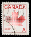 Stamp printed in Canada shows maple leaf, a symbol of Canada