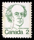 Stamp printed in Canada shows a portrait of Canadian Prime Minister Sir Wilfrid Laurier