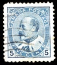 A stamp printed in Canada shows Royal families, King Edward VII, Wilding Portrait serie