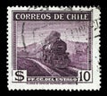 Stamp printed in Chile, shows locomotive the State Railway