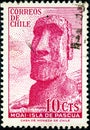 Stamp printed in Chile shows a Moai of Easter Island