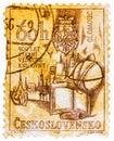 Stamp printed in the Czechoslovakia shows Holy Trinity Column and Olomouc Town Hall, Town Square, Olomouc, Bohemia and