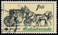Stamp printed in Czechoslovakia, shows Mail coach Royalty Free Stock Photo