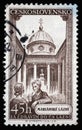 Stamp printed in Czechoslovakia shows Marianske Lazne spa town in the Karlovy Vary Region Royalty Free Stock Photo