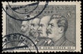 Stamp printed by Czechoslovakia, shows Marx, Engels, Lenin and Stalin