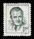 Stamp printed in Czechoslovakia shows a portrait of President Klement Gottwald Royalty Free Stock Photo