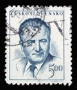 Stamp printed in Czechoslovakia shows a portrait of President Klement Gottwald Royalty Free Stock Photo