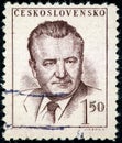 Stamp printed in the Czechoslovakia, shows the president of Czechoslovakia, Klement Gottwald Royalty Free Stock Photo