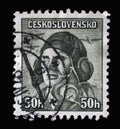 Stamp printed in Czechoslovakia shows Staff Captain Alois Vasatko Royal Air Force