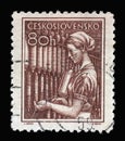 Stamp printed in Czechoslovakia shows Textile worker  Professions series Royalty Free Stock Photo