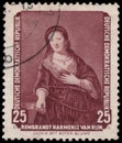 Stamp printed in DDR shows painting from Dresden Gallery