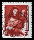 Stamp printed in DDR shows the painting Tax coppers, by Tiziano Vecellio