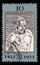 Stamp printed in DDR shows Self-Portrait, by Durer