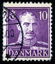 Stamp printed in the denmark shows king christian x, king of denmark