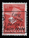 Stamp printed in Denmark shows Soren Kierkegaard Royalty Free Stock Photo