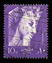 Stamp printed in Egypt shows Pharaoh Ramses II Head of a Colossal Statue of Memphis Royalty Free Stock Photo