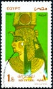 Stamp printed in Egypt shows Queen Nefertari wearing a royal headdress