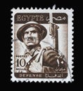 Stamp printed in Egypt shows soldier Royalty Free Stock Photo