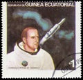 Stamp printed by Equatorial Guinea shows Charles Conrad astronaut