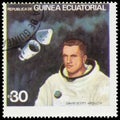 Stamp printed by Equatorial Guinea shows David Scott astronaut