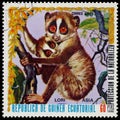 Stamp printed in the Equatorial Guinea shows Sunda slow loris