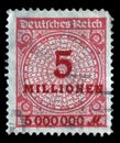 Stamp printed in the Federal Republic of Germany shows image of hyper inflated numbers