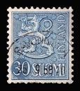 Stamp printed in the Finland shows Crowned Lion, Coat of Arms of the Republic of Finland, Hammarsten-Jansson Design