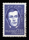 Stamp printed in the Finland shows Mathias Alexander Castren (1813-1852) ethnologist and philologist