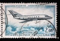 Stamp printed in the France shows Dassault: Mystere 20, Aircraft series