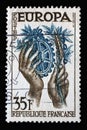 Stamp printed in the France shows Europa CEPT Royalty Free Stock Photo