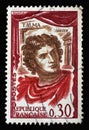 Stamp printed in the France shows French actor Francois Joseph Talma 1763-1826, famous French actor Royalty Free Stock Photo