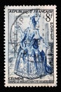 Stamp printed in the France shows image of Celimene from The Misanthrope by Jean Baptiste Poquelin Moliere, Actors series