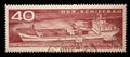 Stamp printed in GDR shows Container Cargo Ship Type 451 Royalty Free Stock Photo