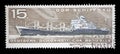 Stamp printed in GDR shows Container Cargo Ship Type 17 12500 tdw Royalty Free Stock Photo