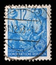 Stamp printed in GDR, shows Farmer, worker, intellectuals Royalty Free Stock Photo