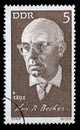 Stamp printed in GDR shows Johannes R. Becher, Politician, Novelist and Poet, circa 1971 Royalty Free Stock Photo