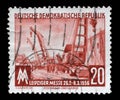 Stamp printed in GDR shows Leipzig Spring Fair