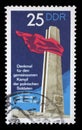 Stamp printed in GDR shows monument to the common struggle of the Polish soldiers and German anti-fascists