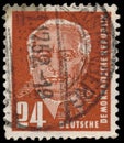 Stamp printed in GDR shows president Wilhelm Pieck Royalty Free Stock Photo